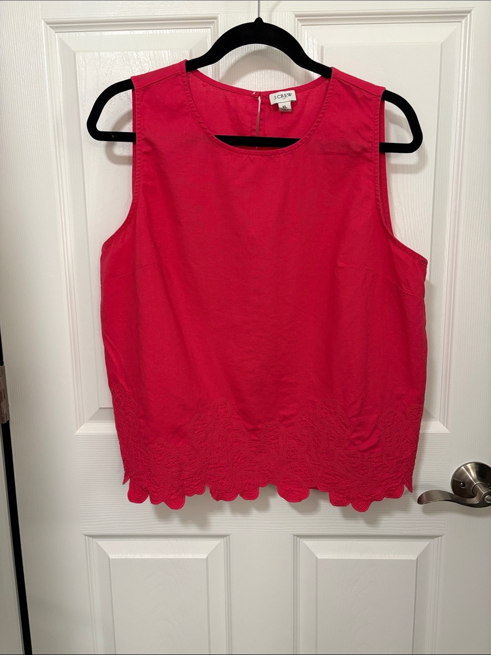 J. Crew Bright Pink Sleeveless Scalloped-Hem Tank